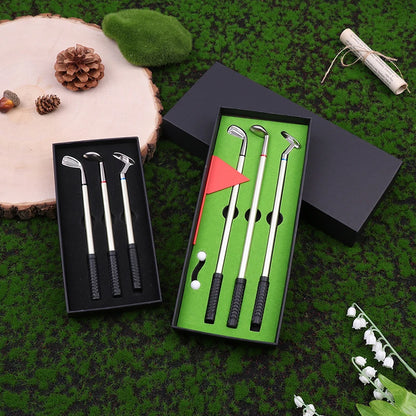 Golf Pen Set Mini Desktop Golf Ball Pen Gift Includes Putting Green 3 Clubs Pen Balls and Flag Desk Games Office School Gift