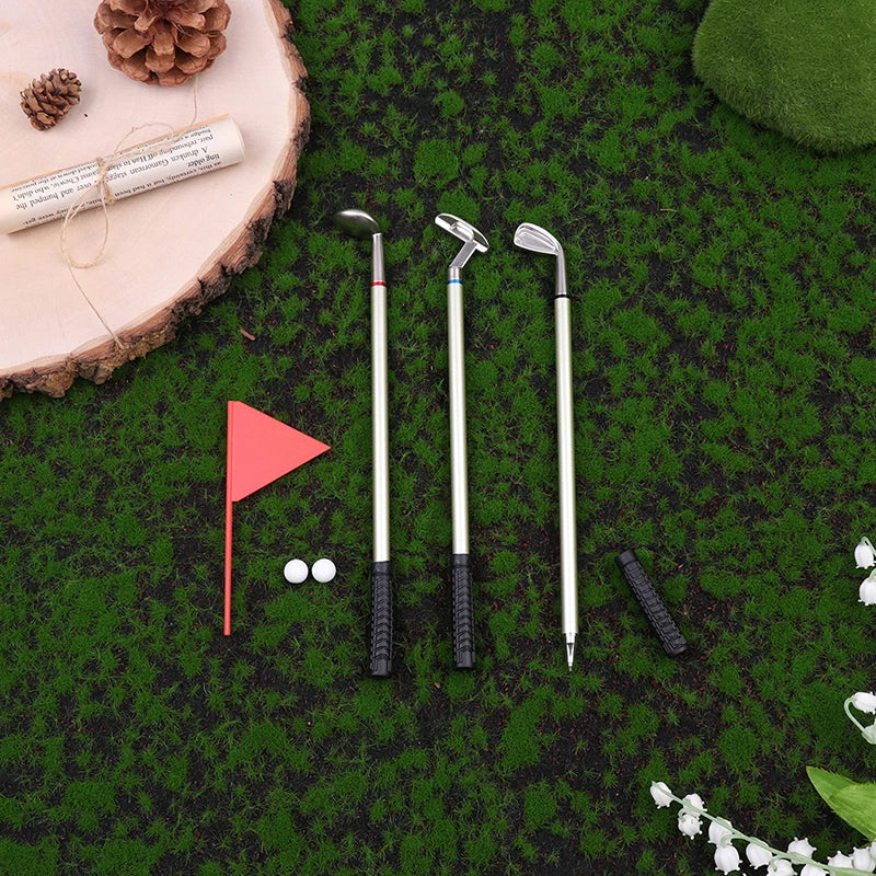 Golf Pen Set Mini Desktop Golf Ball Pen Gift Includes Putting Green 3 Clubs Pen Balls and Flag Desk Games Office School Gift