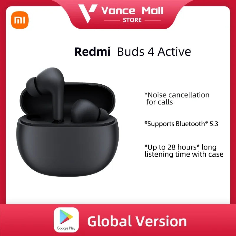 2023 Global Version Redmi Buds 4 Active Bluetooth 5.3 Earphone TWS up to 28 Hours Listening Noise Cancellation for Clear Calls